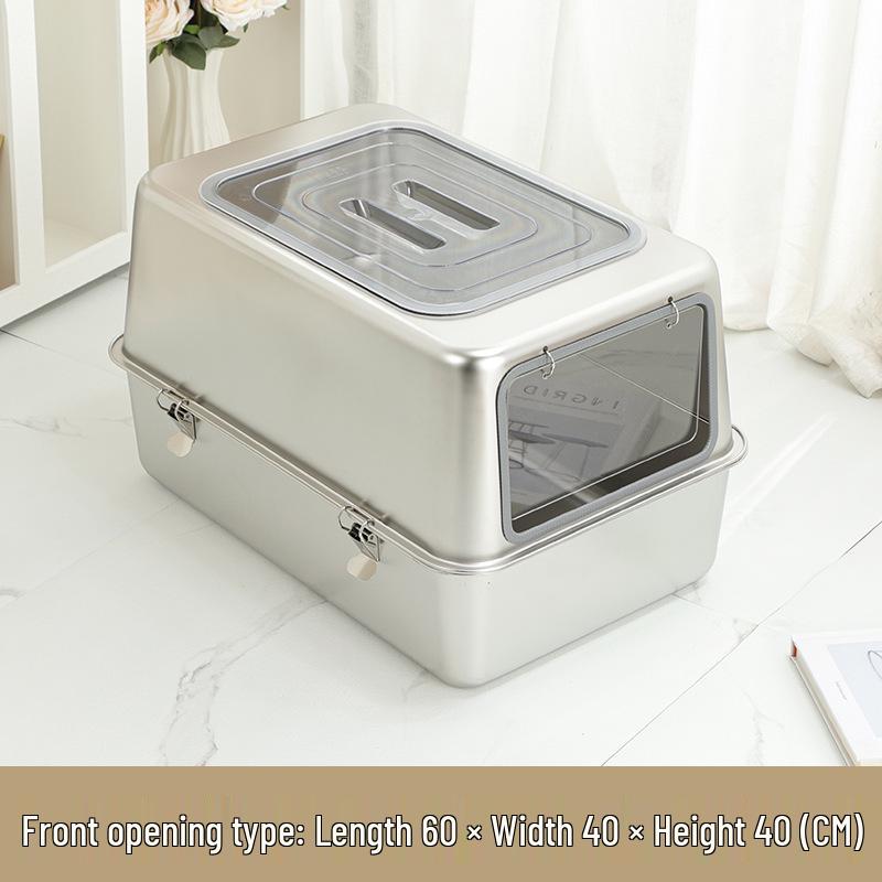 All-Steel Enclosed Stainless Cat Litter Box, Odor & Splash Proof, Extra Large