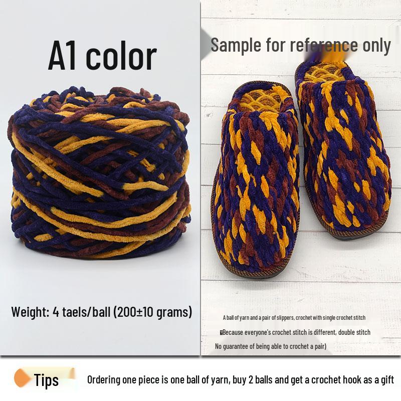 Plush Wool Yarn for Hand-Knitted Crochet Shoes & Slippers