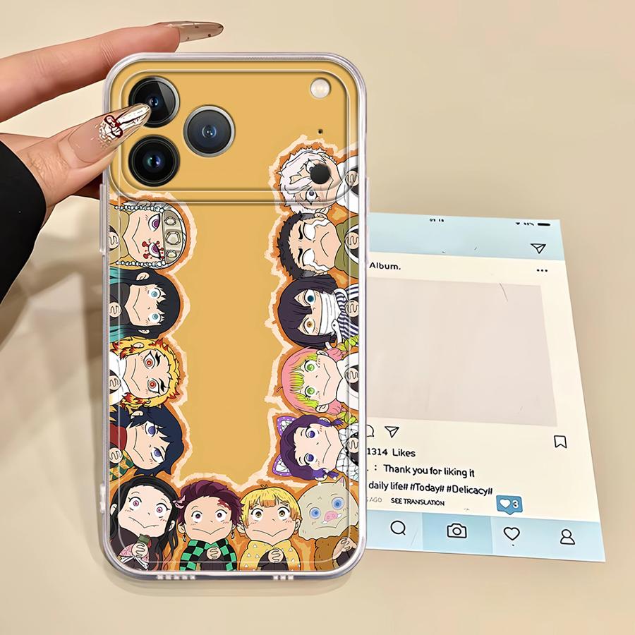 Soft Phone Cover Case for iPhone 17 Pro Max XR 15 11 16 XS Max 13 Pro 12 Mini Air 14 Plus 7 8 D-Demon S-Slayer Cute