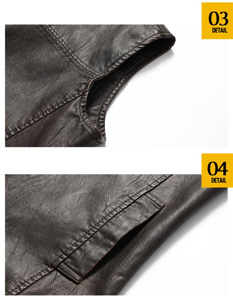 Men's Plus Size PU Leather Jacket - Early Autumn Retro Style Vest