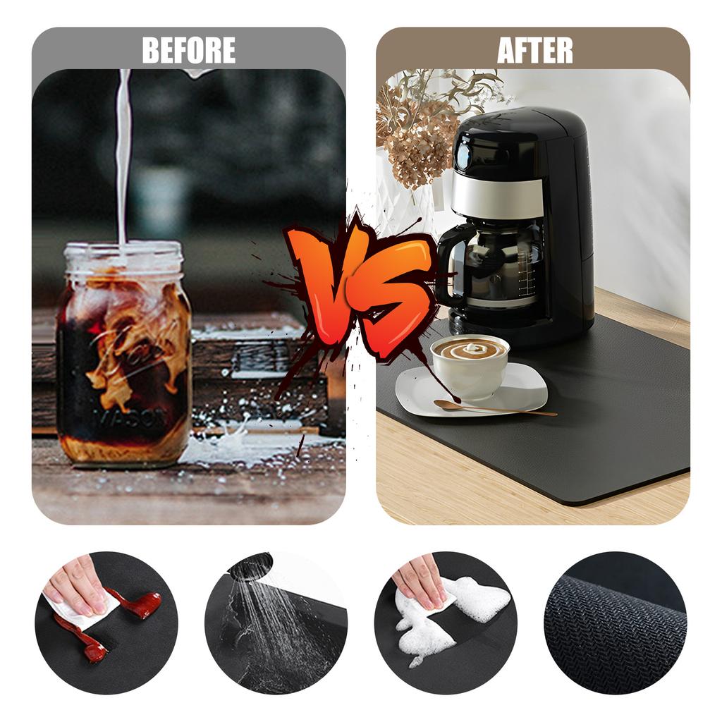 Absorberende Koffiemat Verbergt Vlekken Rubberen Achterkant Afdruipmatten Anti-Slip Afvoerende Mat Koffiezetapparaat Espressomachine Placemat
