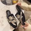 2026 Embroidery Women Mules Slippers Luxury Fashion Elegant Pointed Toe Slides Shoes Ladies Dress Flats Sandalias
