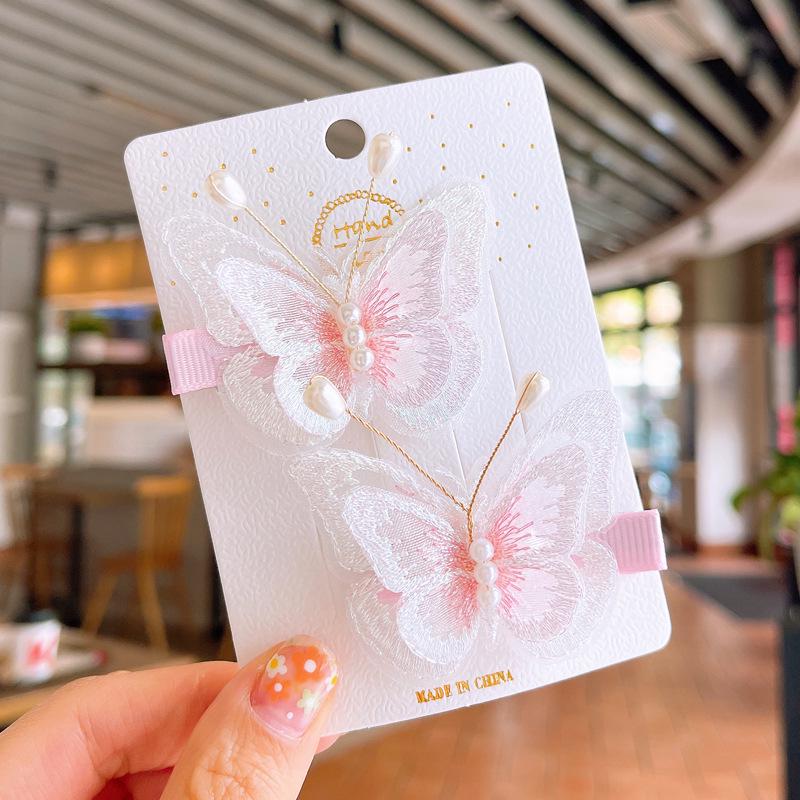 Korean-Style Embroidered Bow Hair Clips for Girls