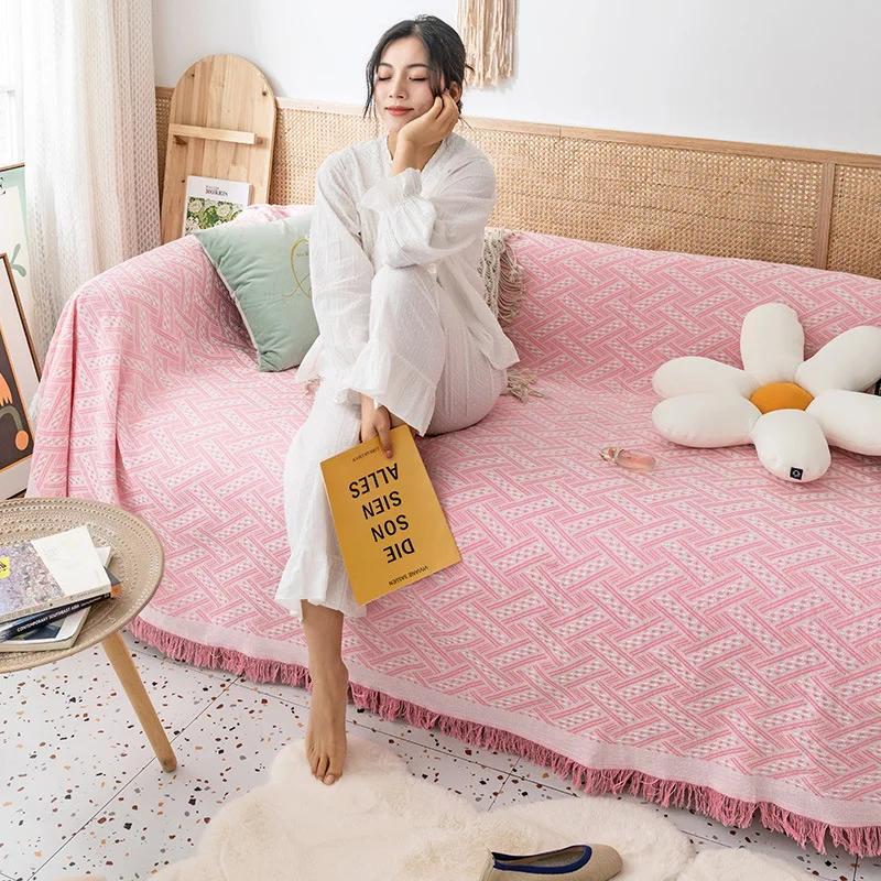 Bohemian Style Full Cover Sofa Cover For Rental Properties Four Seasons Sofa Cushion Wave Pattern Fabric