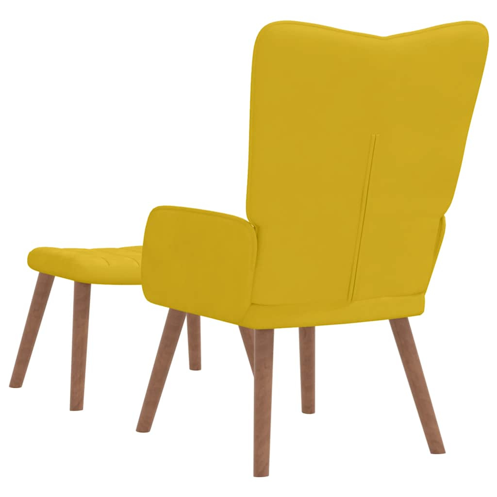 Vidaxl Armchair with Footstool, Mustard, Upholstered In Velvet