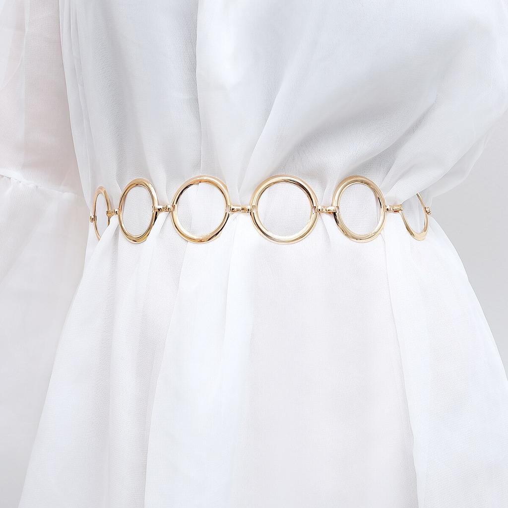 Metal Chain 4.5CM Looped Ring Jeans Belt Ladies Belt Hip High Belt Metal Chain