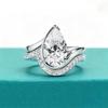 Pear Cut Moissanite Ring Set Bride 100% 925 Silver Lab Diamond Rings for Women WaterDrop Wedding Band Gift Fine Jewelry