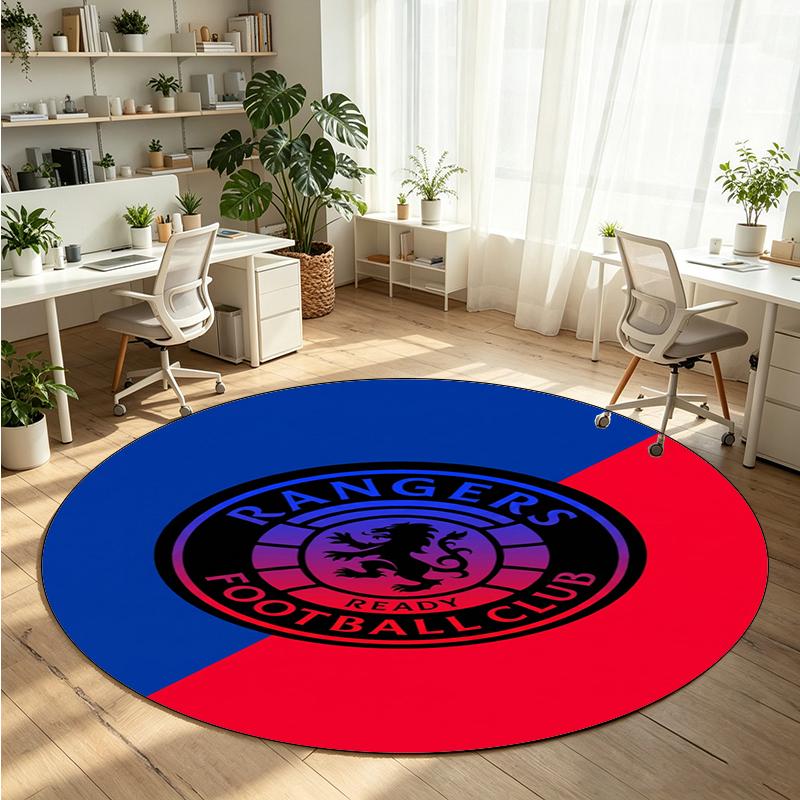 Rangers FC Printed Round Crystal Velvet Rug Soft Non Slip Floor Carpet For Bedroom Holiday Gift