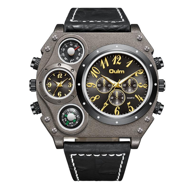 New Large Dial Multi-Time Zone Men's Watch Quartz Watch Men's Watch Personalized Casual Compass Watch