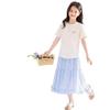 Girls' Short-Sleeve Summer Loose Base Layer T-Shirt for Medium and Large Children & Teens