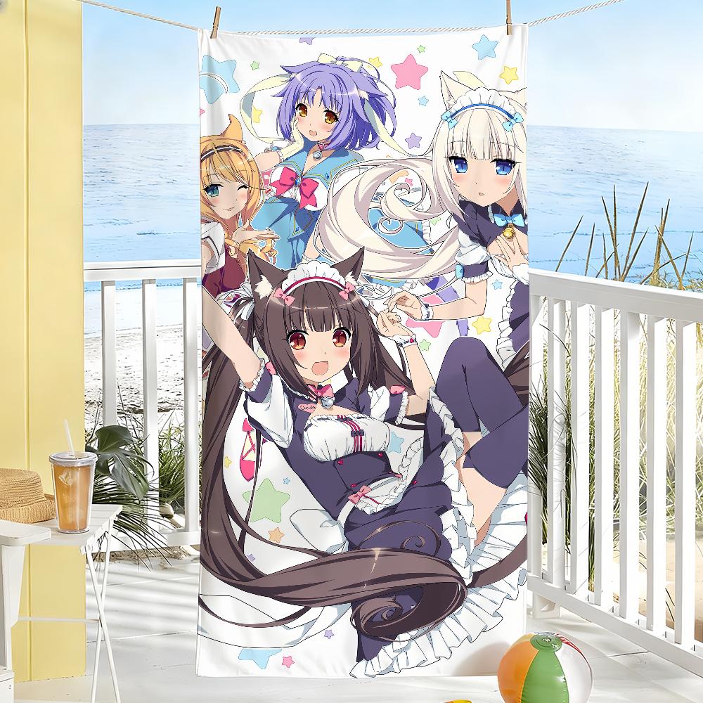 Cartoon Game N-Nekopara Girl Towel Soft Pool Gift For Travel Gym Shower Camping Quick Dry Sports Large Beach Towels