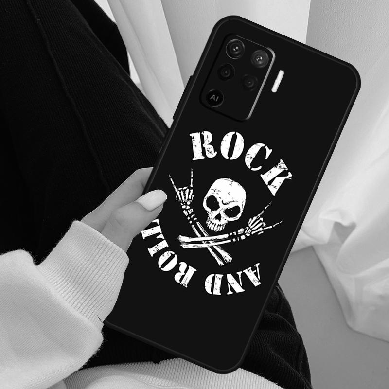 Rock and Roll Skull Case For Oppo A18 A38 A58 A78 A98 A80 A60 A40 A96 A76 A16 A94 A74 A54 A15 A17 A57 A77 A5 Pro