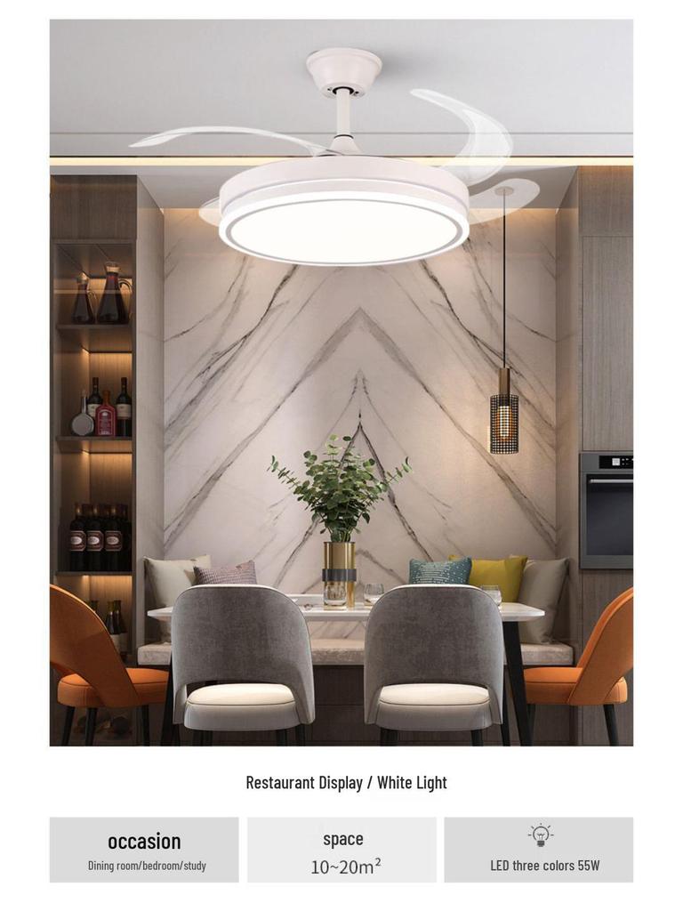 Invisible Silent Variable Frequency Ceiling Fan with Light for Living Room or Bedroom