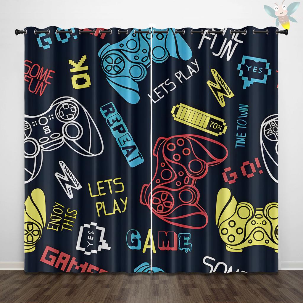2pcs Game Controller Pattern Printed Curtains, Suitable for Living Room, Bedroom,study, Office, Sliding Window, Gift for Gamers