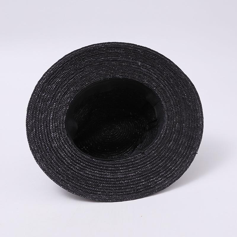 New British Fashion Leather Buckle Handwoven Straw Hat Big Eaves Sunshade Sunscreen Top Hat Seaside Holiday Temperament Hat