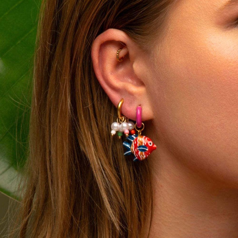 Starfish Charms Ear Buckle Lip Hoop Earrings Simple Enamel Fish Earrings  Party