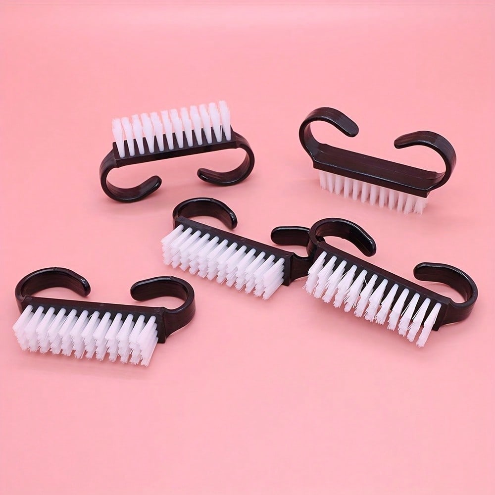 2pcs Unisex Black Nail  With Handle Sheep Horn Frosted Brush, Toenail Cleaning Brush, Nail Care Tool