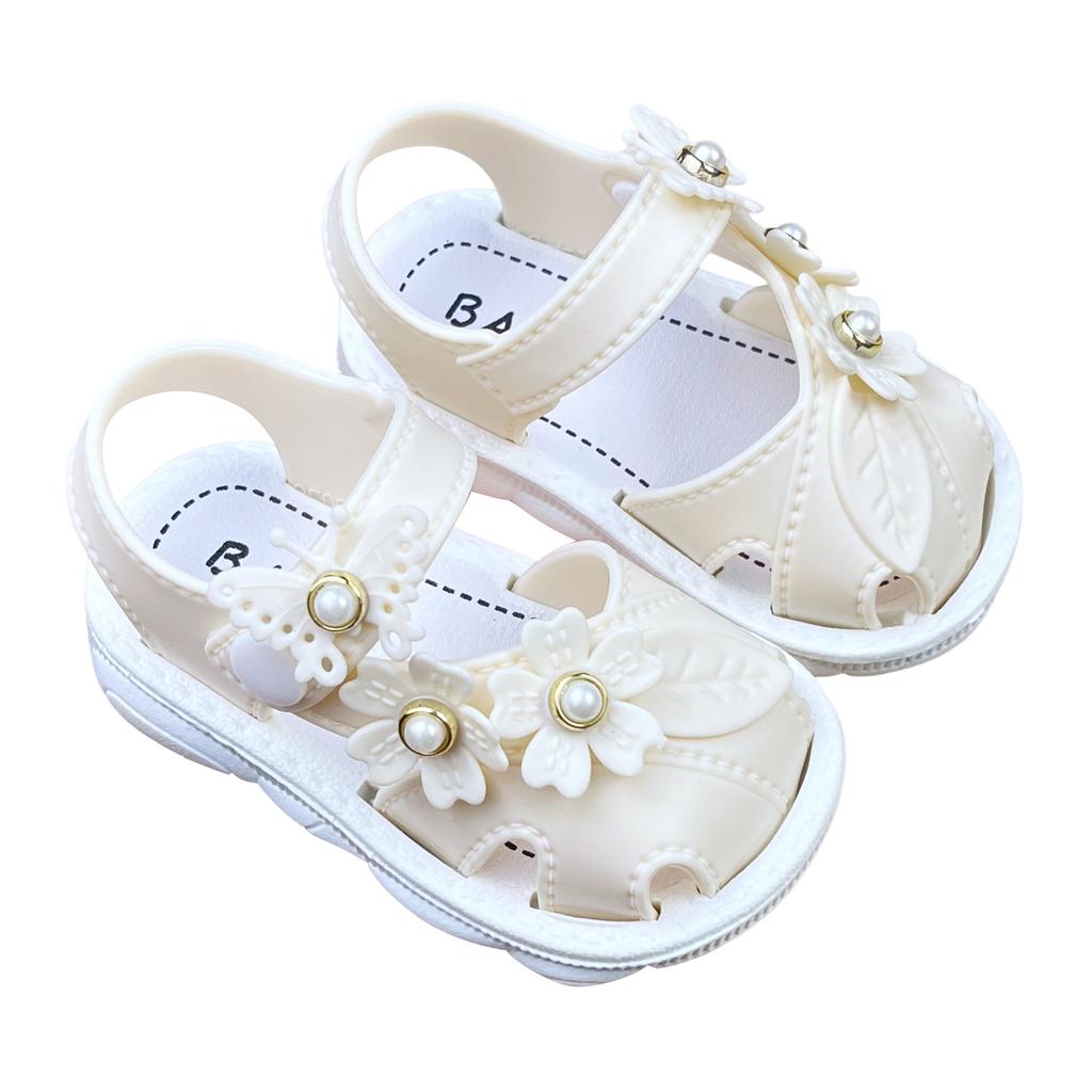 Girls' Summer Sandals for Infants and Toddlers, Soft Sole Closed-Toe Walking Shoes, Breathable Princess Shoes for Baby Girls