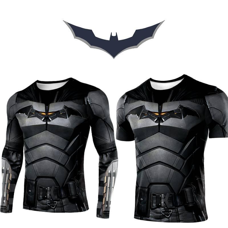 Durable Black Polyester Batman Cosplay Tee For Sports And Fitness