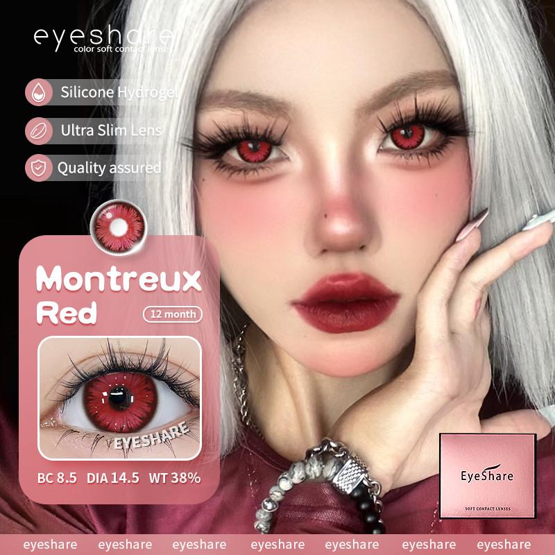 COD Eyeshare 1 Pair Red Color Cosplay Contact Lenses Pink Purple Colored Eye Makeup Contacts Fashion PUpils for Halloween