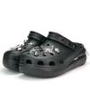 Crocs Classic clog Silver Butterfly EVA Comfortable and Versatile Trendy Hole Shoes Unisex Black