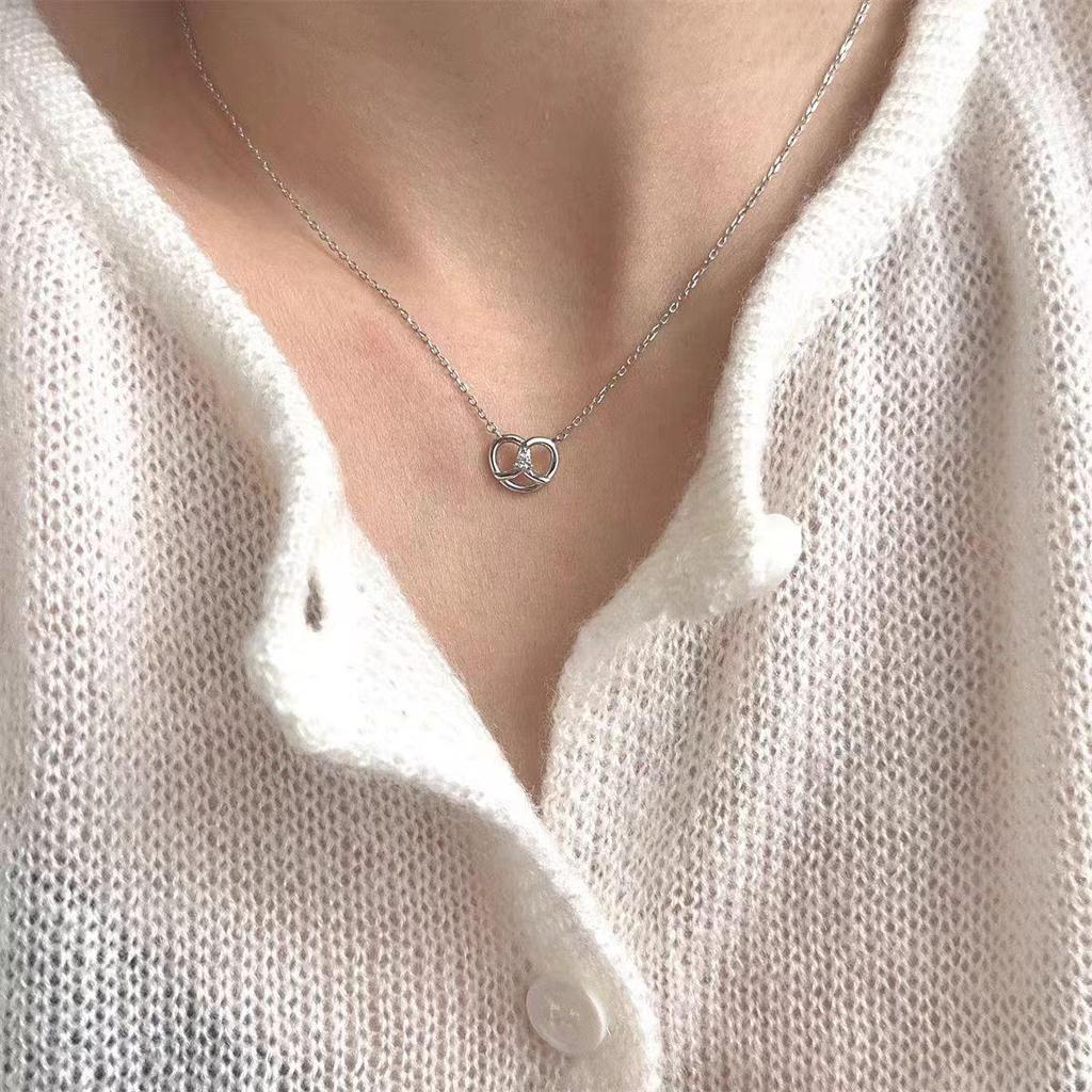 Elegante Damen S925 Sterlingsilber Perlenanhänger Halskette - Leichte Luxus Schlüsselbeinkette