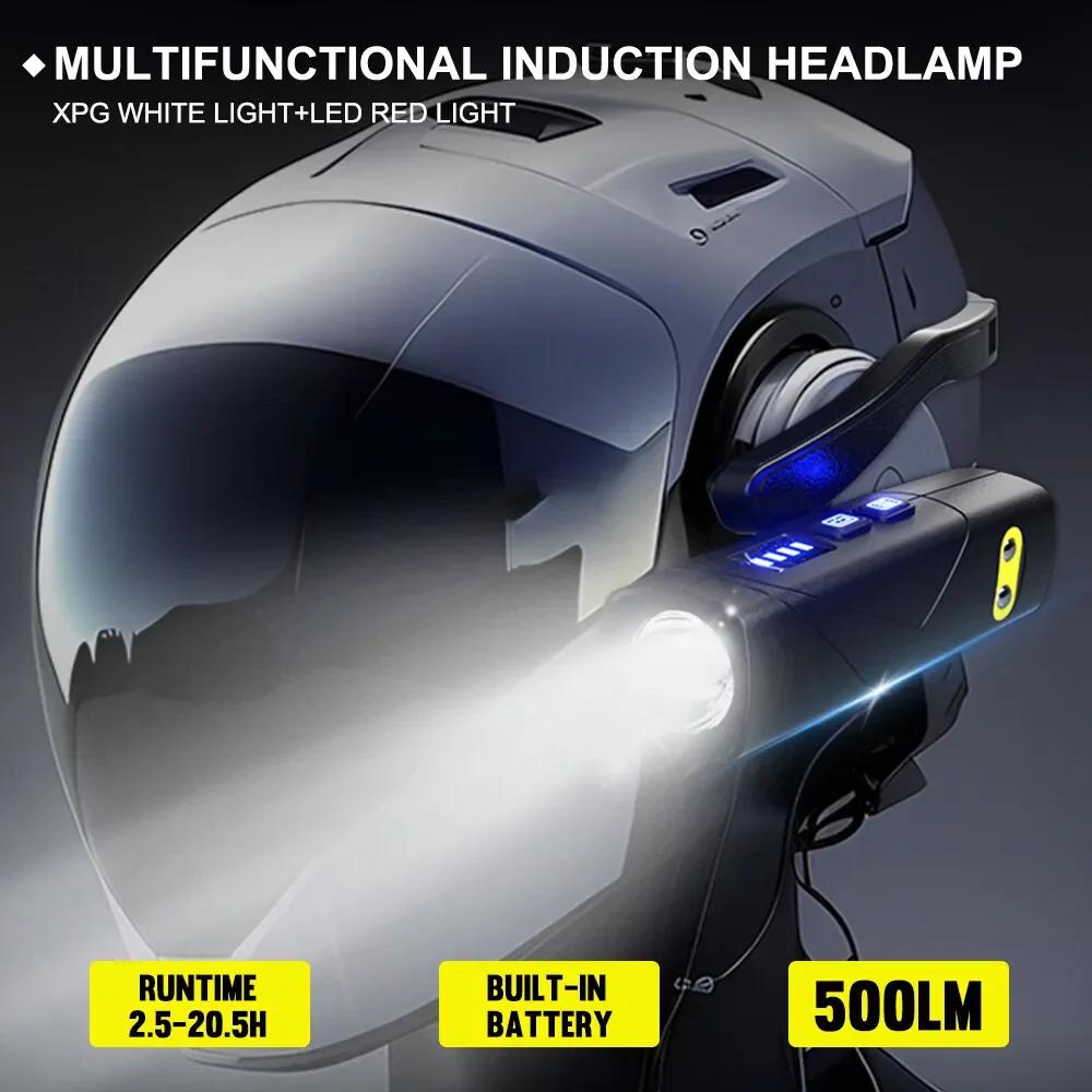 Induction LED Headlamp  Ear Hook Lightweight Waterproof Hands-Free Flashlight for Fishing Cycling Running Camping Hiking