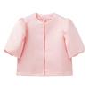 Women's Puff Sleeve Round Neck Top - Elegant Commuting Style, Versatile Five-Point Sleeve Blouse