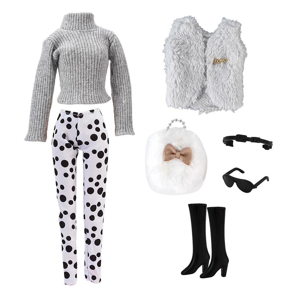 11,5 Zoll Puppe Pelzmantel Winteranzug 1/6 Puppenkleidung 30 CM Puppen Zubehör Möbel Modepuppe Kleid 1/6 Puppenhaus Spielzeug JJ