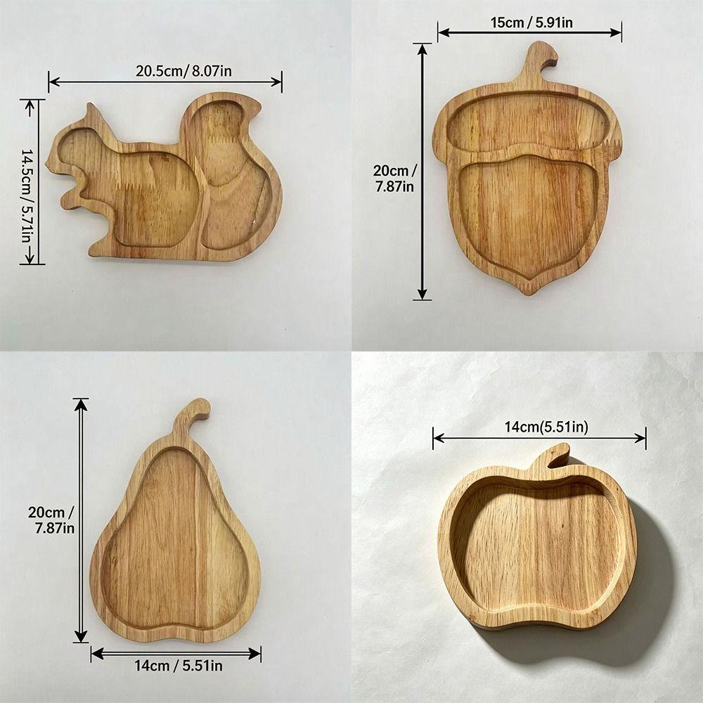 Wood Squirrel Wooden Snack Tray Squirrel Fruit Shape Double Dish Holder Home Decor
