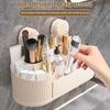 Wall-mounted Storage Box Makeup Brush Organizer Large Capacity 360-Degree Rotating Bathroom Storage Rack with Suction Cup