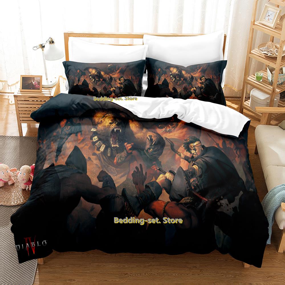 Comforter New Diablo Iv Bedding Set Single Twin Full Queen King Size Bed Set Adult Kid Bedroom Duvet Sets Anime Parure De Lit Bed
