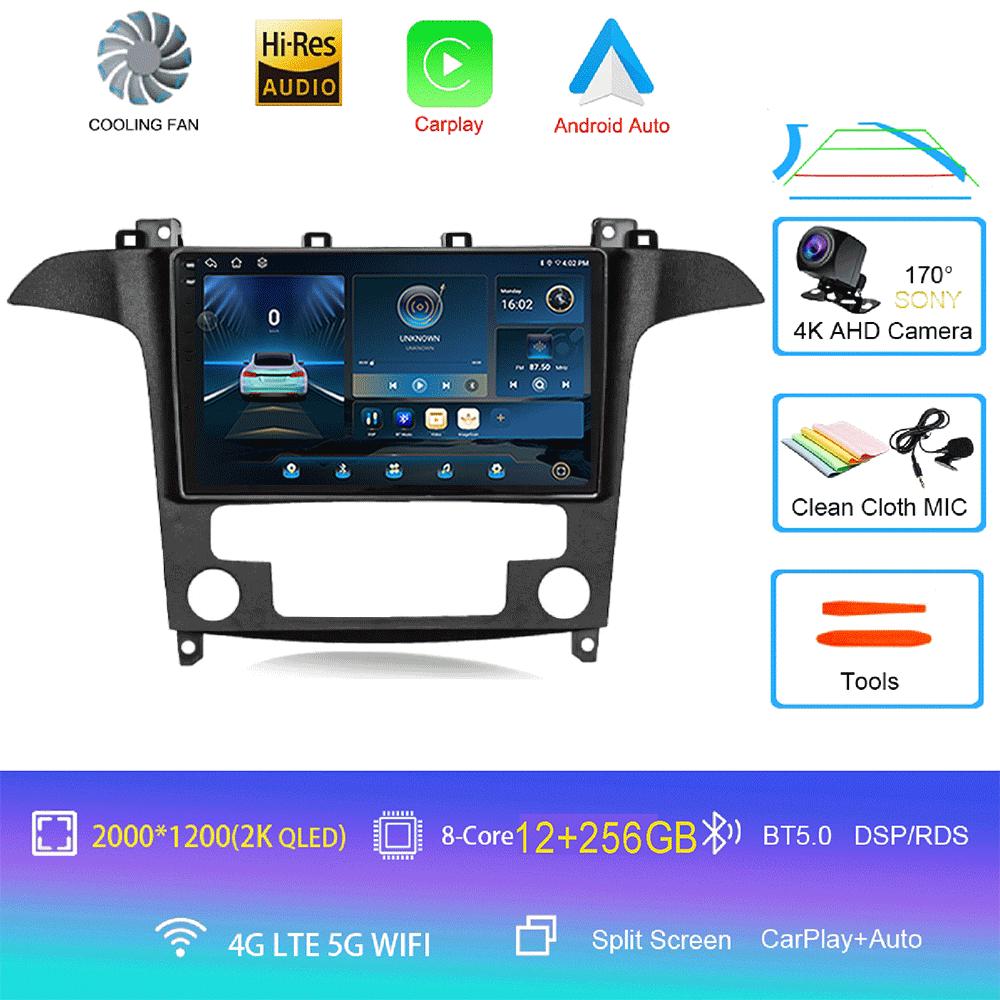 Android14 Video Player Carplay Auto For Ford S Max S-MAX 2007 2008 2009 2010 2011 - 2015 Multimedia Car Radio WIFI+4G DSP Stereo