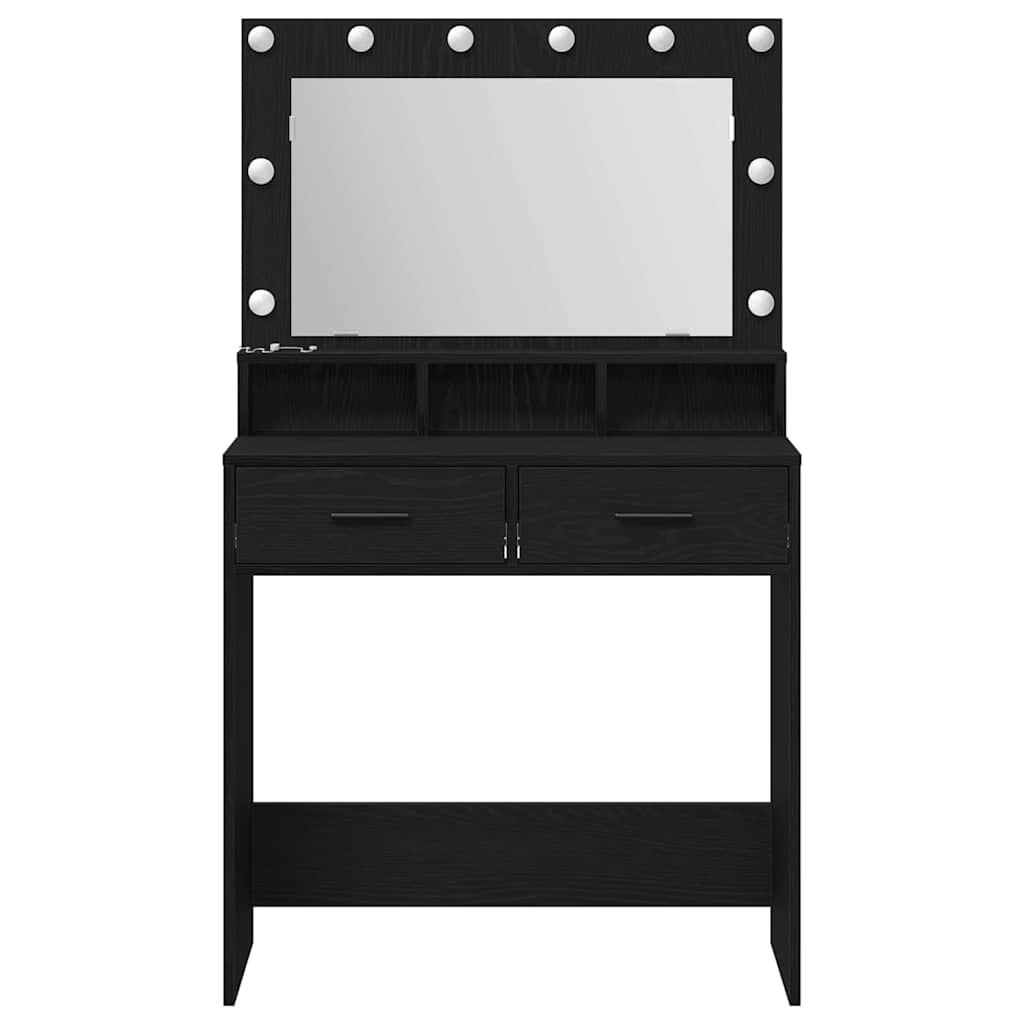 Makeup Table with Shelf Black Oak Effect 79 x 41 x 135 cm