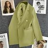 Women's Notched Collar Long Sleeve Blazer Loose Fit Casual Office Jacket Solid Color Single Breasted Pocket Outerwear