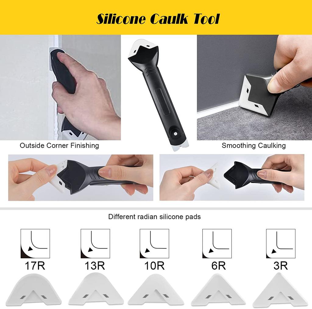 17pcs Grout Removal Tool Silicone Caulk Tool Set Glass Glue Corner Squeegee Grout Saw Blade Scraper