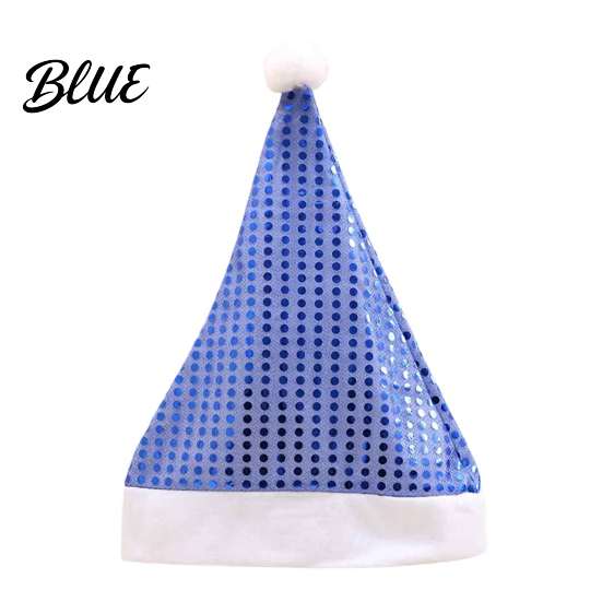 Gift for Friends Sequined Santa Hat Adults, Sparkling Christmas Hat, Festive Party Elastic with Pompom Holiday Costume New Year Celebrations