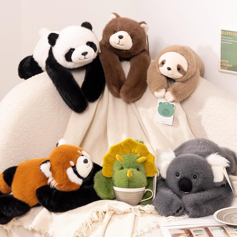 Adorable Plush Panda Raccoon Koala Sloth Doll Ideal For Kids Soft Cuddle Pillow
