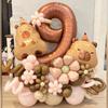 54pcs Retro Caramel Color Balloons Set Capybara Aluminum Foil Balloon Digital 1-9 Aluminum Film Ballons Birthday Party Supply