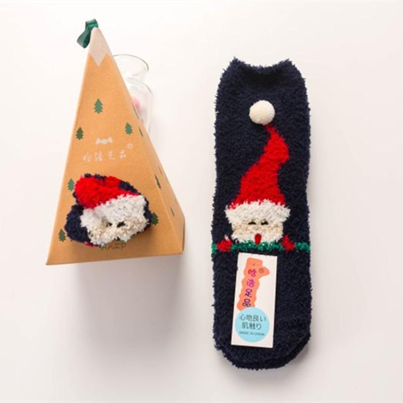 Winter Coral Fleece Cartoon Circle Socks for Ladies - Christmas Homewear Socks with Thick Padding - Christmas Limited Edition