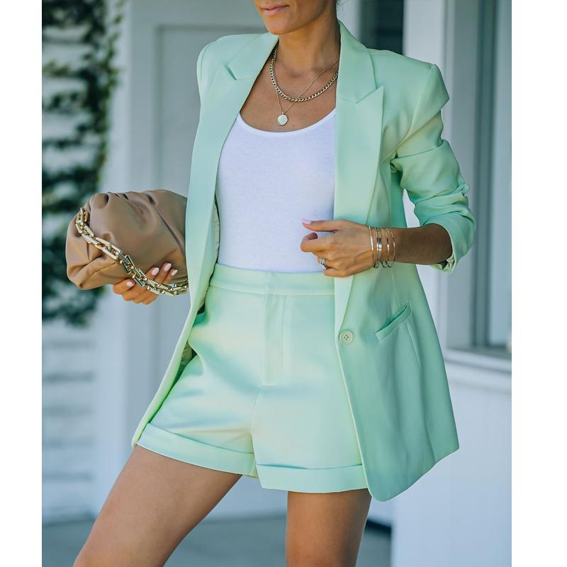 Women's Spring and Autumn New Leisure Long Sleeved Small Suit OL Temperament Professional Slim Fit Top Coat