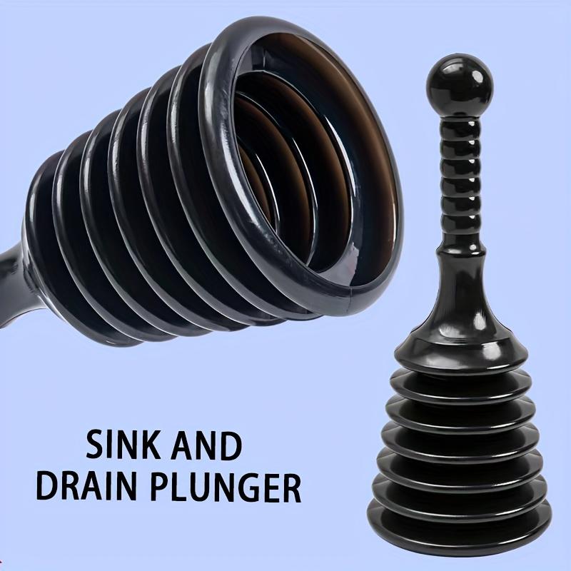 [Rugged Plunger] Compact and Rugged Sink and Drain Plunger | for Kitchen Sink, Bathroom Sink, Shower and Bathtub, Large Bellows for Residential Use