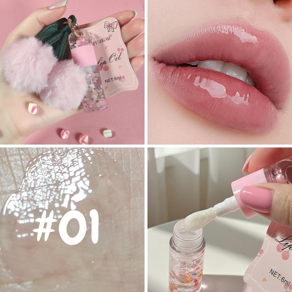 Плюшевый Шар Вишневое Масло для Губ Увлажняющее и Блестящее Градиентное Увлажняющий Зеркальный Бальзам для Губ