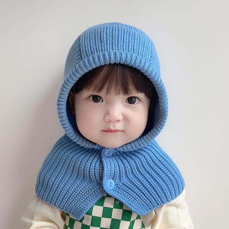 Autumn And Winter  Solid Color Warm Ear Protection Baby Hat Solid Color Windproof Children'S Wool Knitted Hat