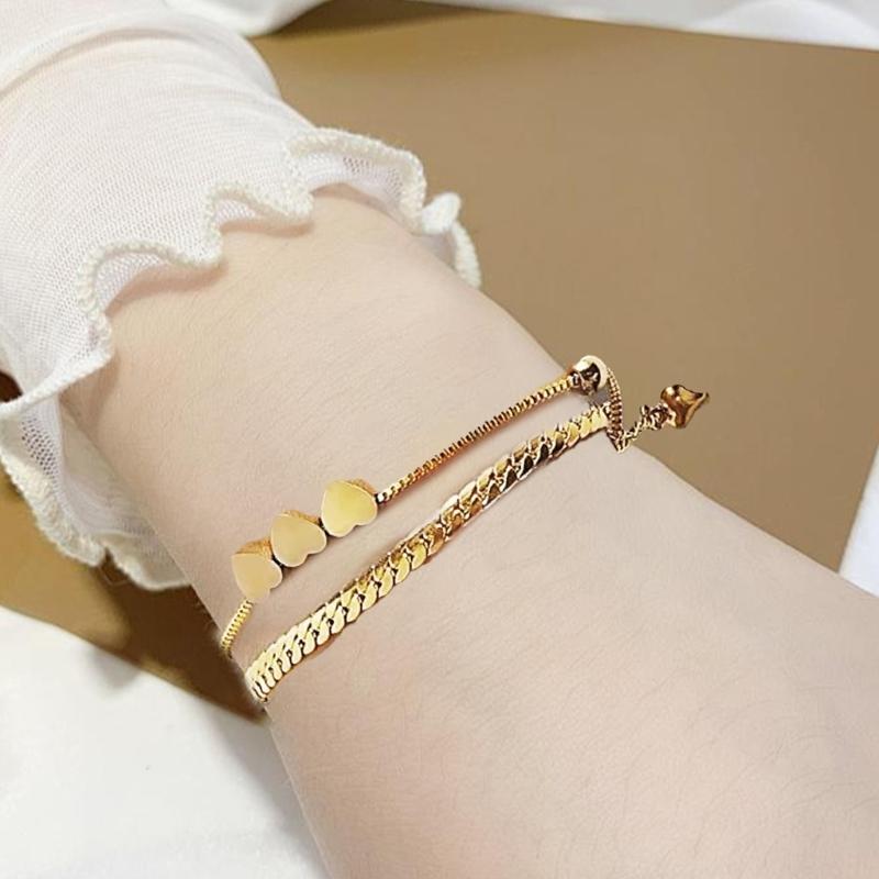 Bracelet Cœur Unique Bracelet à Breloques Acier Inoxydable Texture Bracelet Charme Mode Bijoux de Poignet pour Exprimer l'Amour