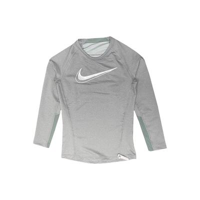 Logo Print Rundhals Langarm T-Shirt Kinder Tops Grau DV8114-091