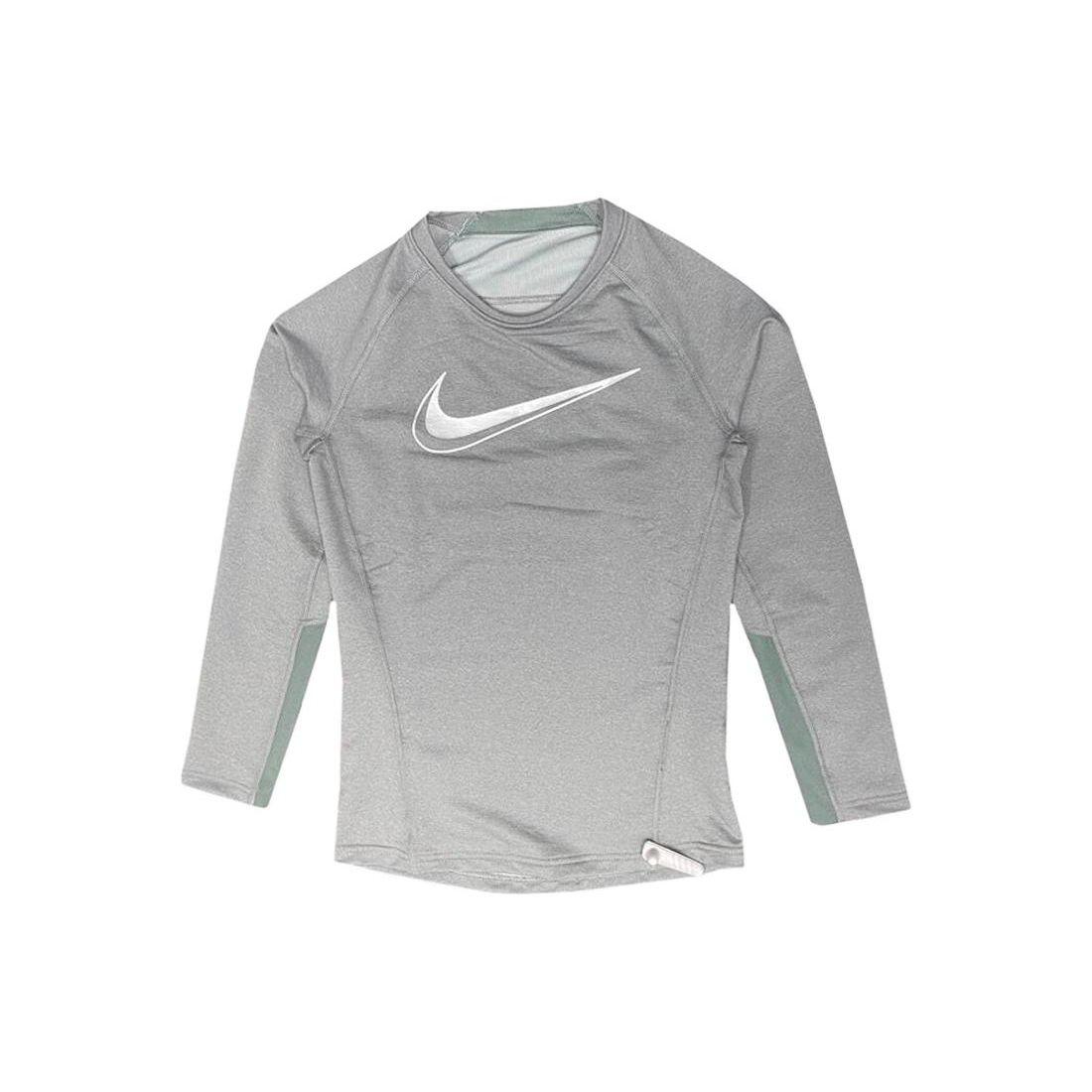

Nike Logo Print Round Neck Long Sleeve T-Shirt Kids Tops Gray DV8114-091 L