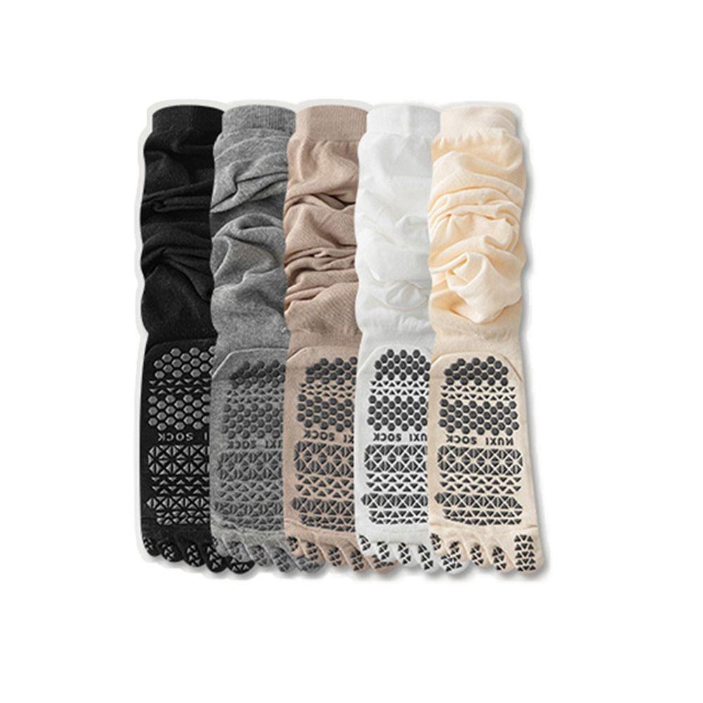 Multicolor Five Finger Yoga Socks Anti-Slip Design Silicone Dots Over Knee Socks Five Finger Design High Length Stack Socks