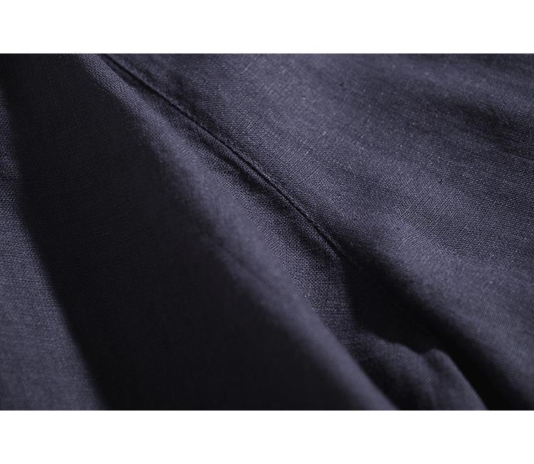Japanese-Korean Linen Dress: Square Neck, Loose Fit, Shirt Collar, Spring/Summer Collection