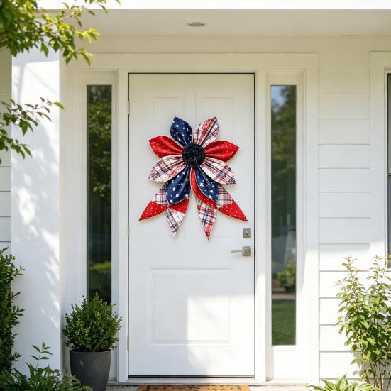 Flower Decorative Sign for Front Door Retro Burlap DIY Wreath And Bow Making Kit Artificial Floral Wall Hanging for Home Indoor Outdoor Decor